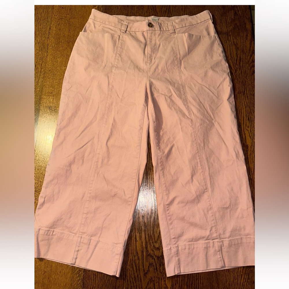 Duluth Trading Womens Workday Warrior Wide Leg Cropped Pants 16 16W Pink Stretch